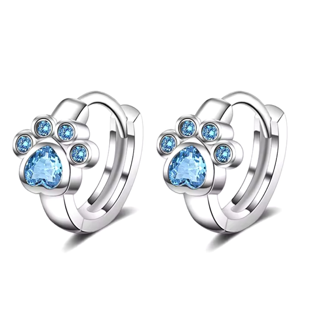 New Blue Paw Hoop Earrings